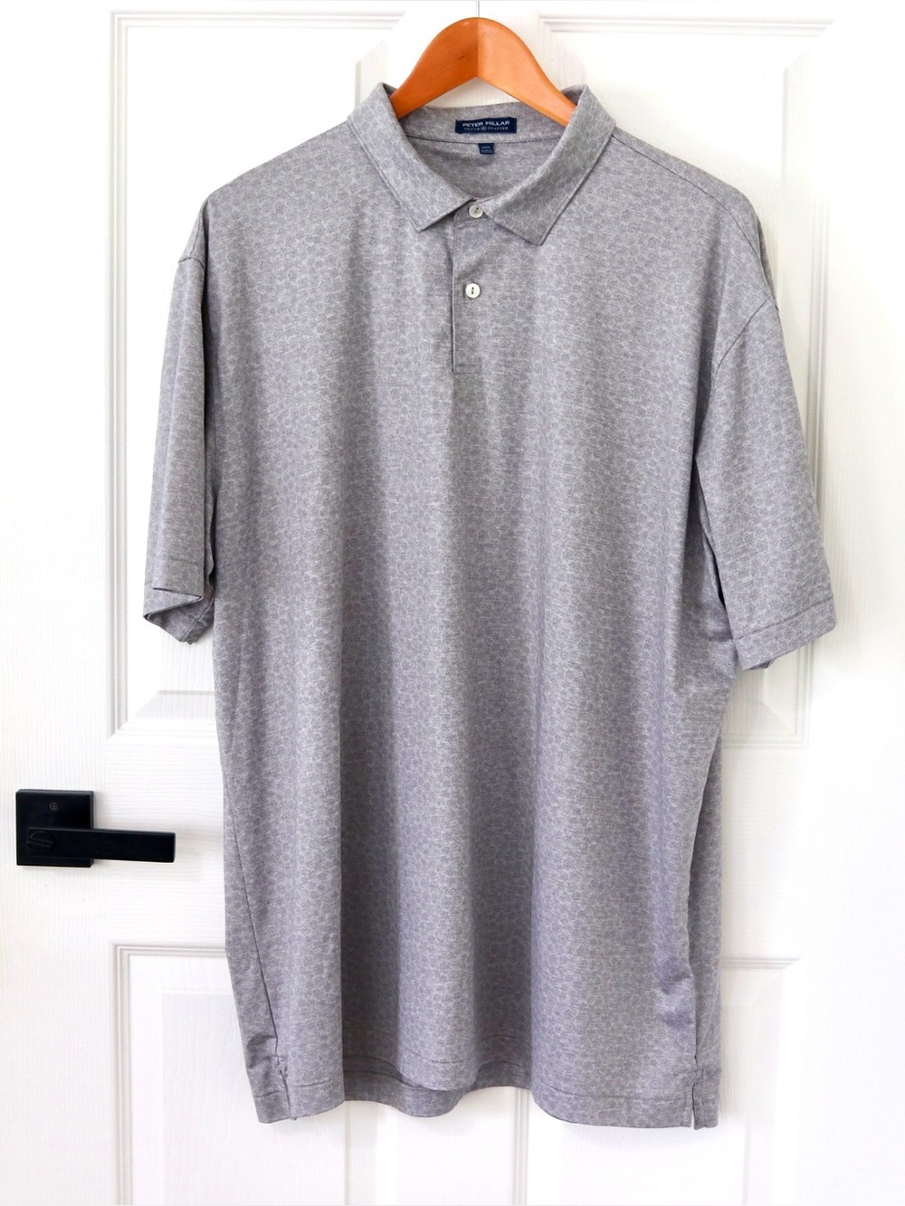 Peter Millar Grey subtle over all floral pattern short sleeve polo golf summer
